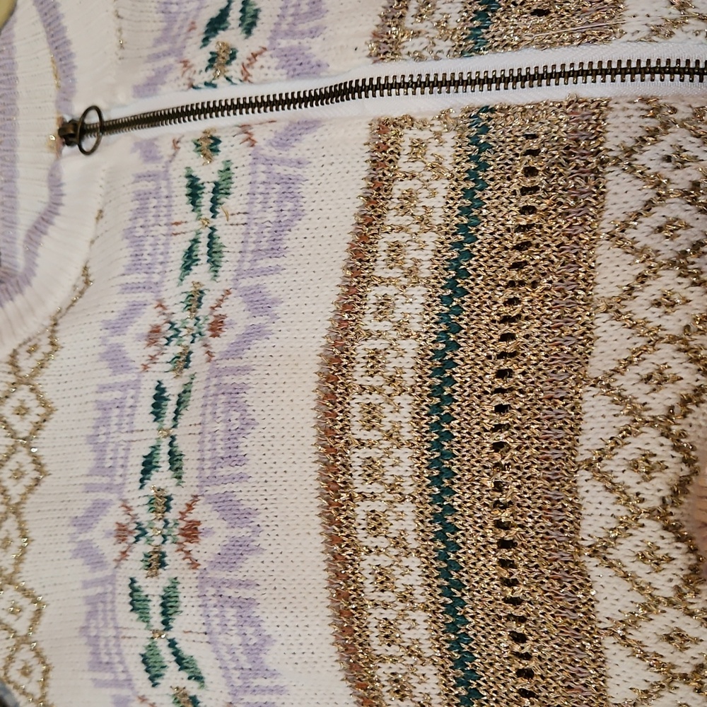 Free People Cabin Fever Swit Sweater Long Sleeve Half Zip  Metallic White Sm NWT - Picture 9 of 16